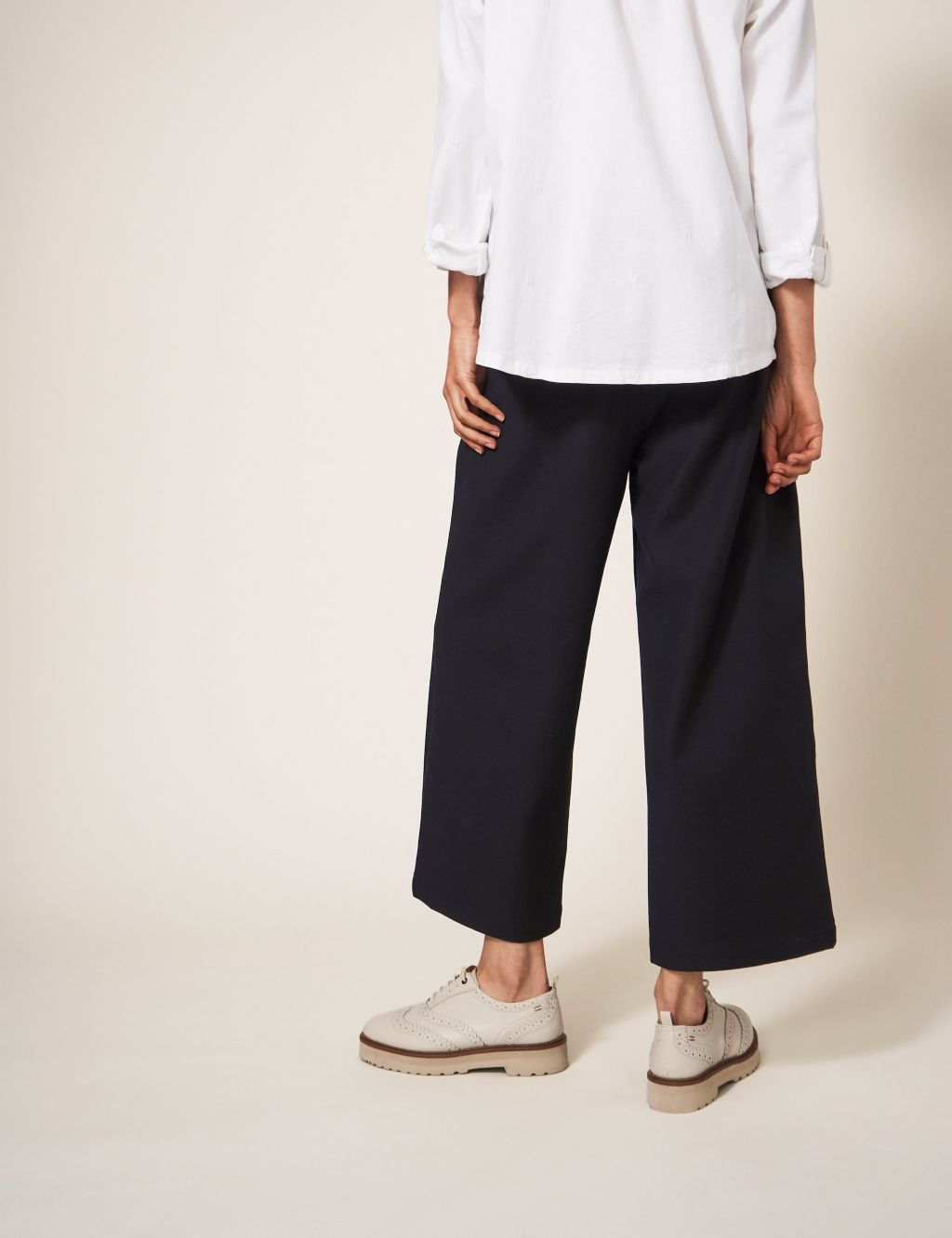 Cotton Rich Wide Leg Cropped Trousers 4 of 5