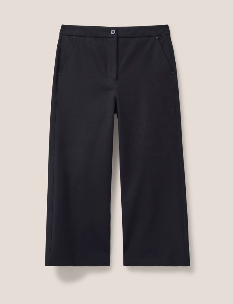 Cotton Rich Wide Leg Cropped Trousers 2 of 5