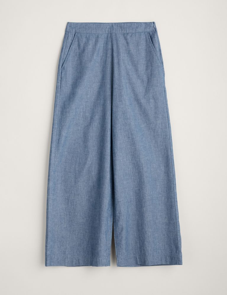 Cotton Rich Wide Leg Cropped Trousers 2 of 6