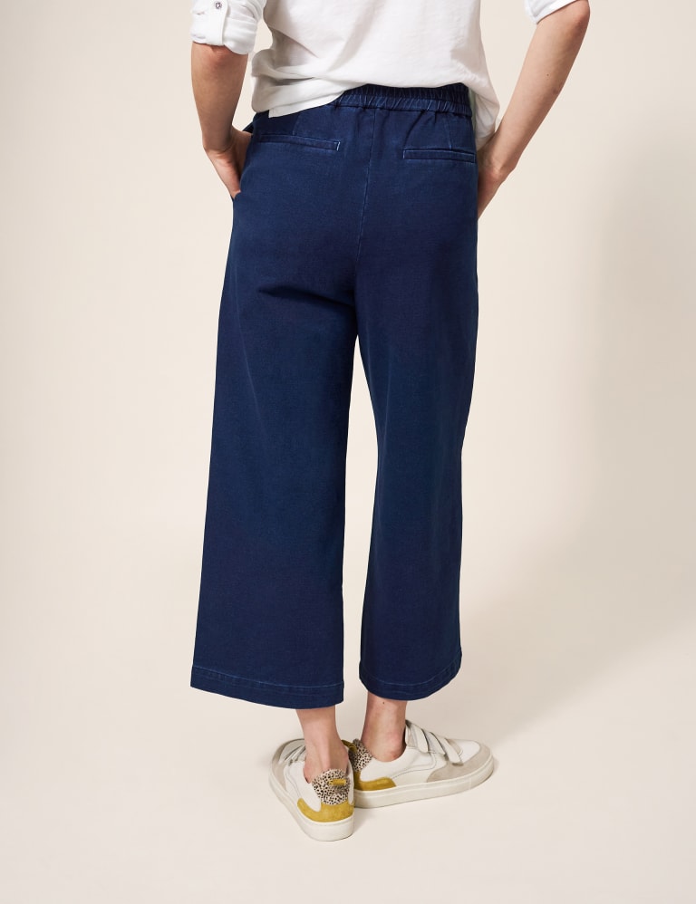 Cotton Rich Wide Leg Cropped Trousers 3 of 6