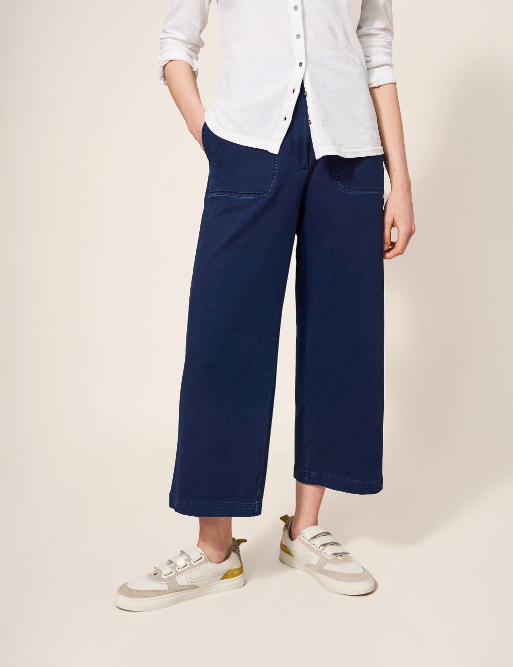 Cotton Rich Wide Leg Cropped Trousers 4 of 6