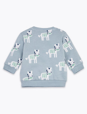 Cotton Rich Zebra Print Sweatshirt (0-3 Yrs) Image 2 of 3