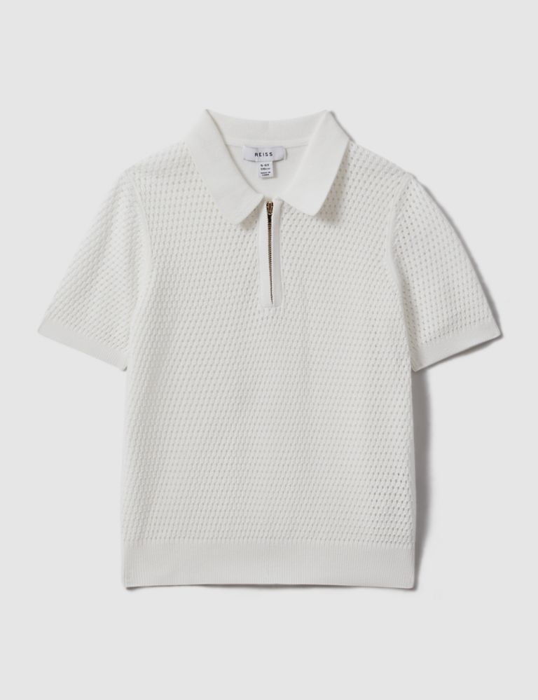 Cotton Rich Zip Polo Shirt (3-14 Yrs) 2 of 4