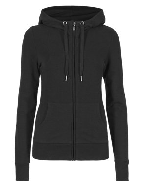 Cotton Rich Zip Through Hooded Sweat Top Image 2 of 5