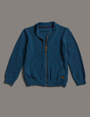 Cotton Rich Zip Through Sweatshirt with Merino Wool (1-7 Years) Image 2 of 4