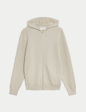 Cotton Rich Zip Up Knitted Hoodie Image 2 of 5