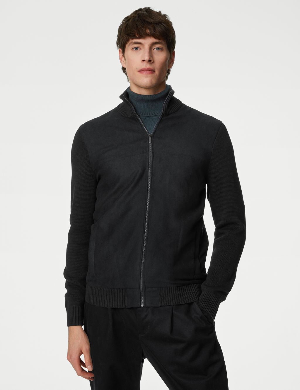 Cotton Rich Zip Up Knitted Jacket | Autograph | M&S