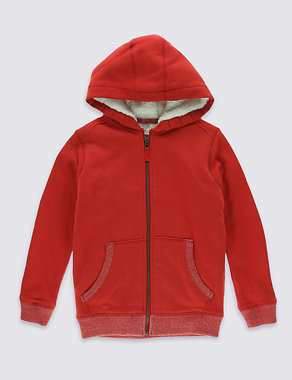 Cotton Rich Zipped Through Hooded Sweatshirt (7-14 Years) Image 2 of 4