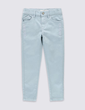 Cotton Rich with Stretch Embroidered Denim Jeans (1-7 Years) Image 2 of 3