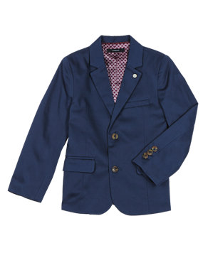 Cotton Satin Weave Notch Lapel 2 Button Jacket (1-7 Years) Image 2 of 4