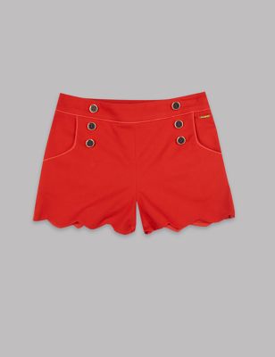 Cotton Scallop Shorts with Stretch (3-14 Years) Image 2 of 4