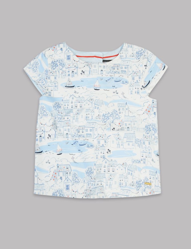 Cotton Scenic Print Top with Stretch (3-14 Years) 2 of 3
