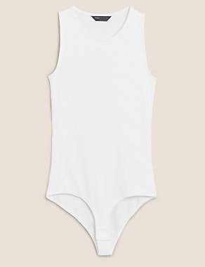 Cotton Scoop Neck Fitted Bodysuit Image 2 of 5