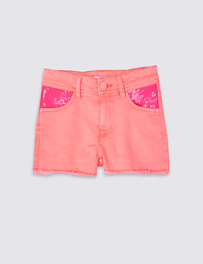 Cotton Sequin Denim Shorts with Stretch (3-14 Years) Image 2 of 4