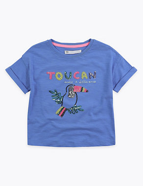 Cotton Sequin Toucan T-Shirt (2-7 Yrs) Image 2 of 5