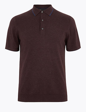 Cotton Short Sleeve Knitted Polo Shirt Image 2 of 4