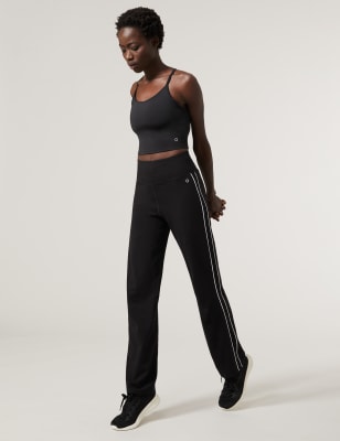 wide leg joggers with side stripe