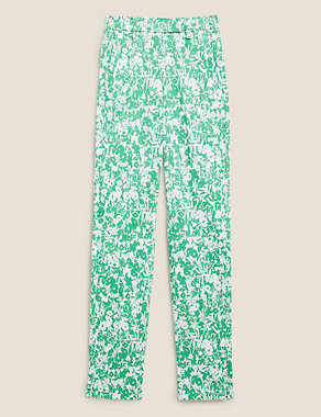 Cotton Slim Fit Floral 7/8 Trousers Image 2 of 6