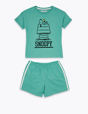 Cotton Snoopy™ Print Short Pyjamas (6-16 Yrs) Image 2 of 4