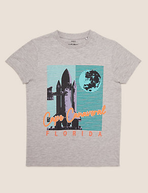 Cotton Space Print T-Shirt (6-16 Yrs) Image 2 of 4