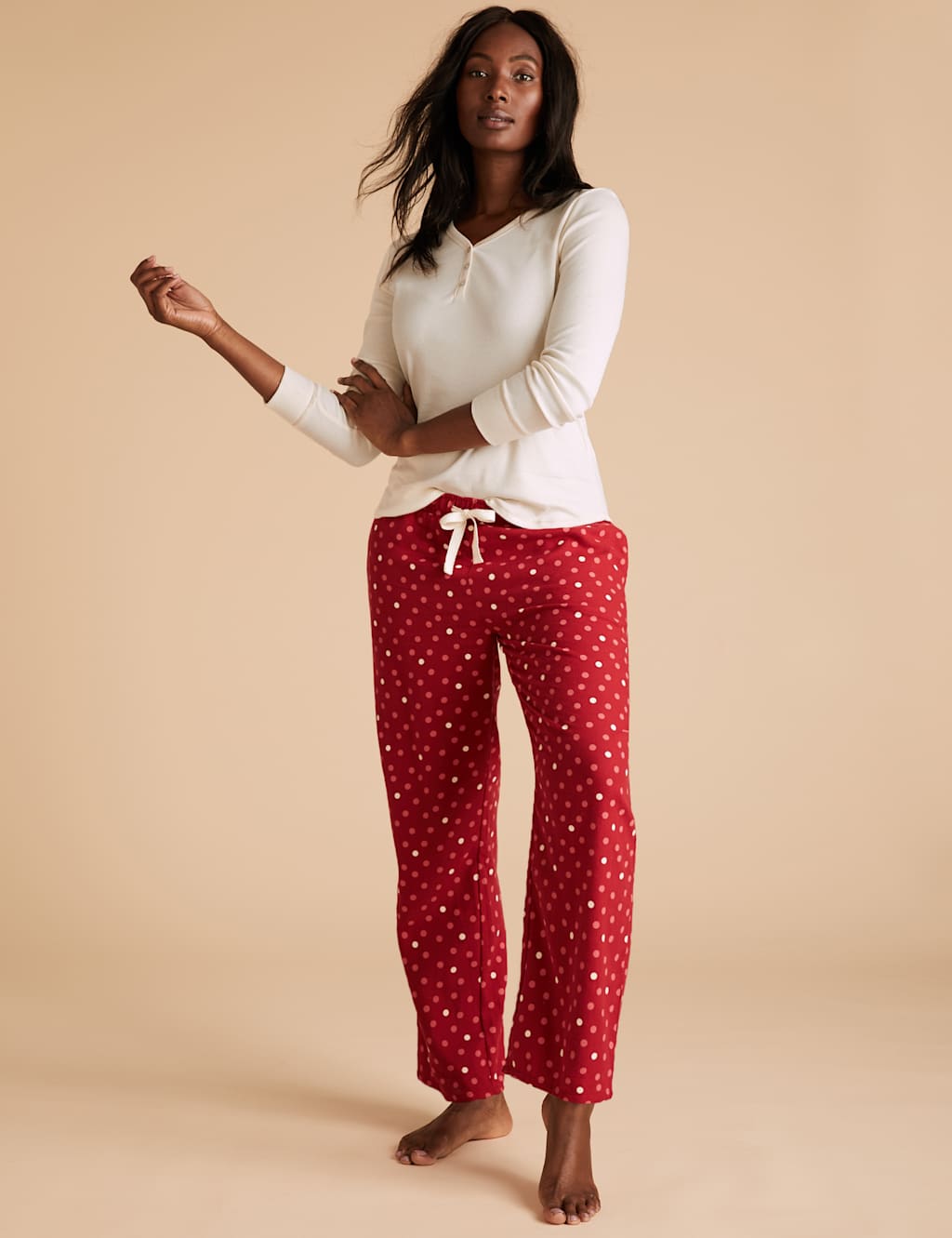 Cotton Spot Print Pyjama Bottoms M&S Collection M&S