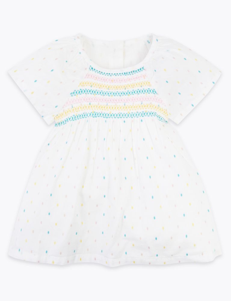 Cotton Spotted Crochet Dress (0-3 Yrs) 1 of 3