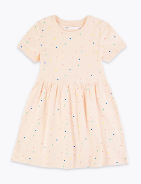 Cotton Spotted Dress (2-7 Yrs) Image 2 of 4