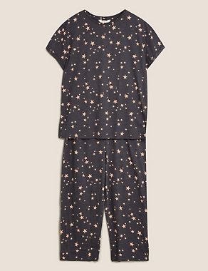 Cotton Star Print Cropped Pyjama Set Image 2 of 5