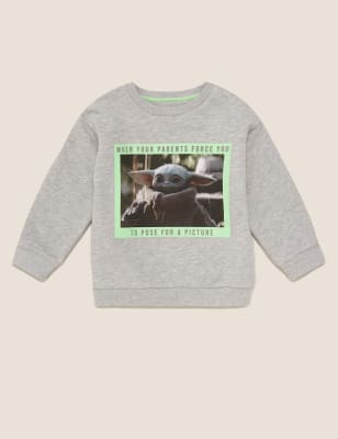 Cotton Star Wars Baby Yoda Sweatshirt 2 7 Yrs M S