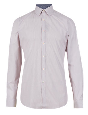 Cotton Stretch Slim Fit Shirt with Subtle Contrast Trim Image 2 of 6