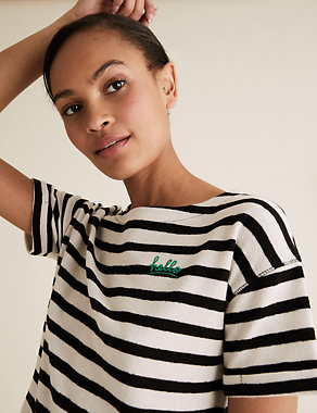 Cotton Striped Crew Neck T-Shirt Image 2 of 4