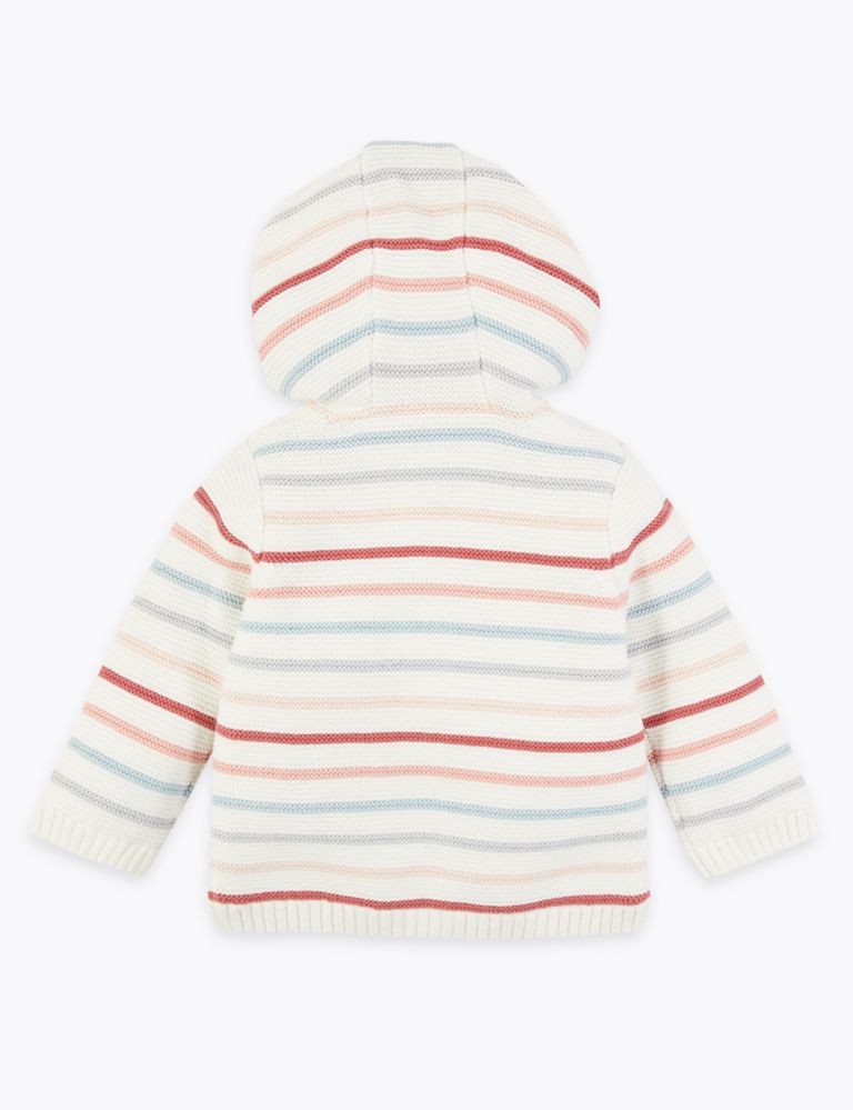 Cotton Striped Hooded Cardigan 2 of 3