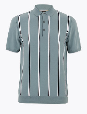 Cotton Striped Knitted Polo Shirt | M&S Collection | M&S