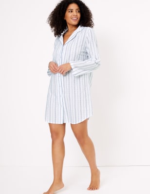 Cotton Striped Nightshirt | M\u0026S 