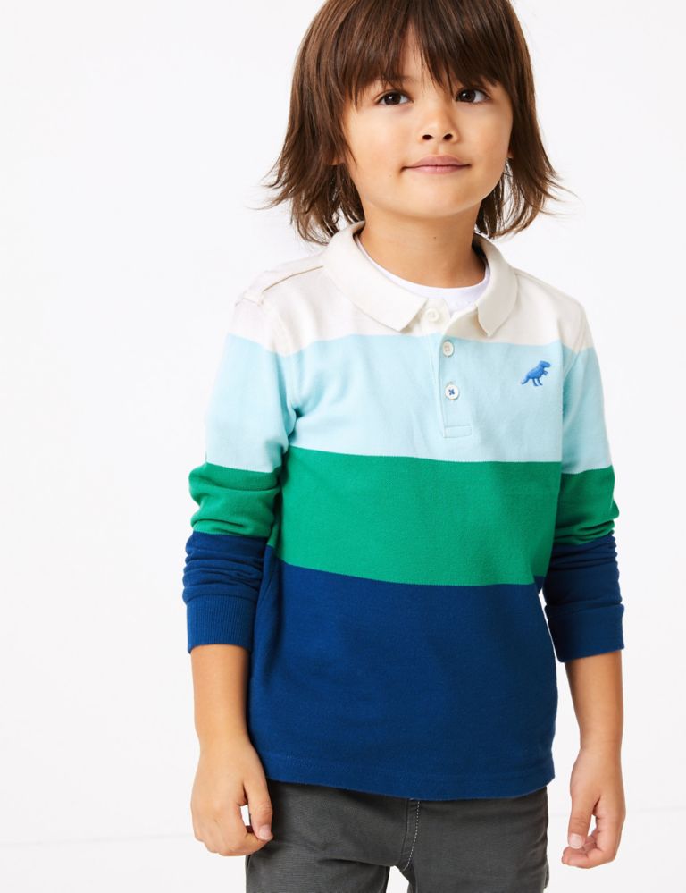 Cotton Striped Polo Shirt (2-7 Years) 1 of 4