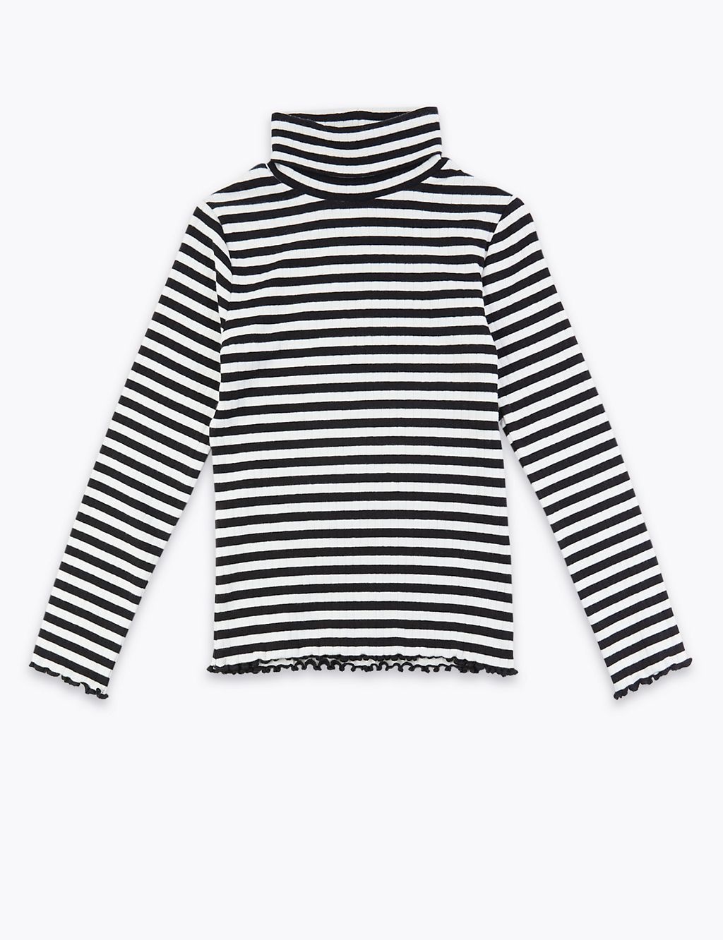 Cotton Striped Roll Neck Top (3-16 Years) 1 of 4
