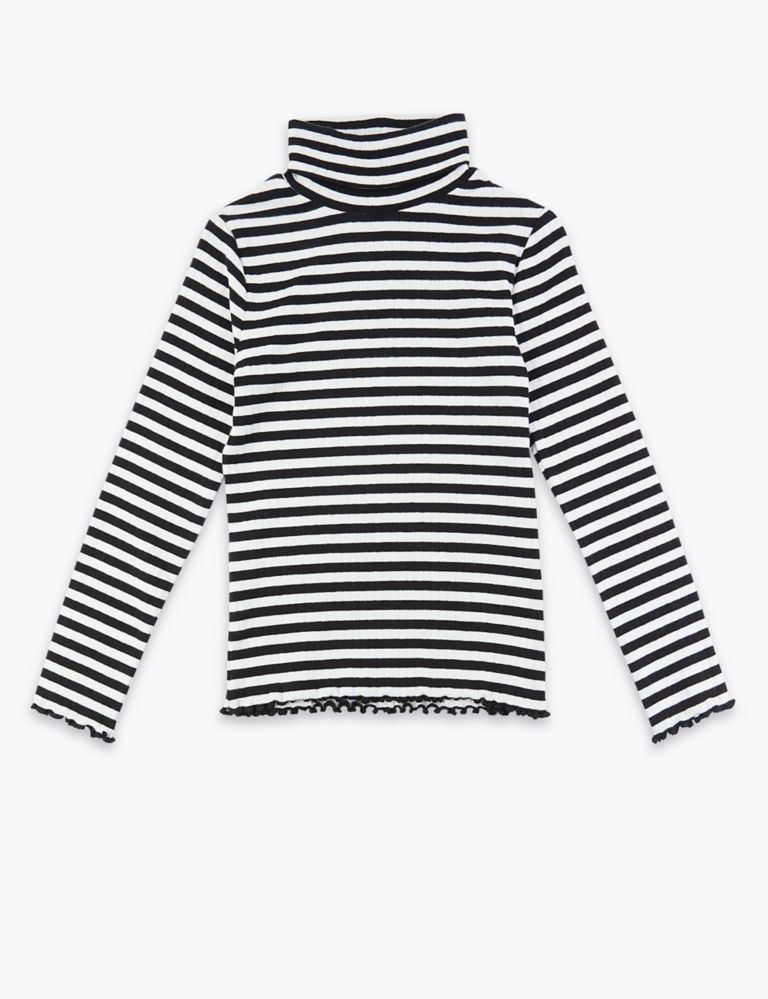 Cotton Striped Roll Neck Top (3-16 Years) 2 of 4