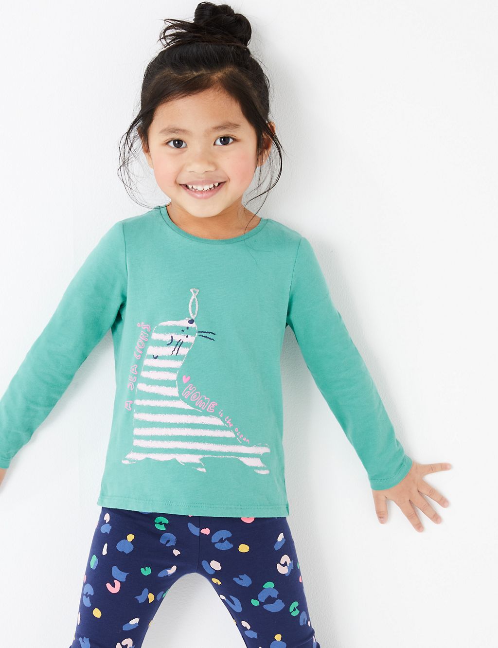 Cotton Striped Sea Lion Print Top (2-7 Years) 3 of 4