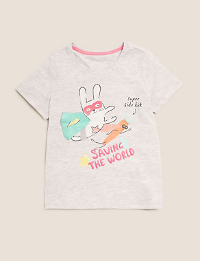 Cotton Super Bunny Print T-Shirt (2-7 Yrs) Image 2 of 4