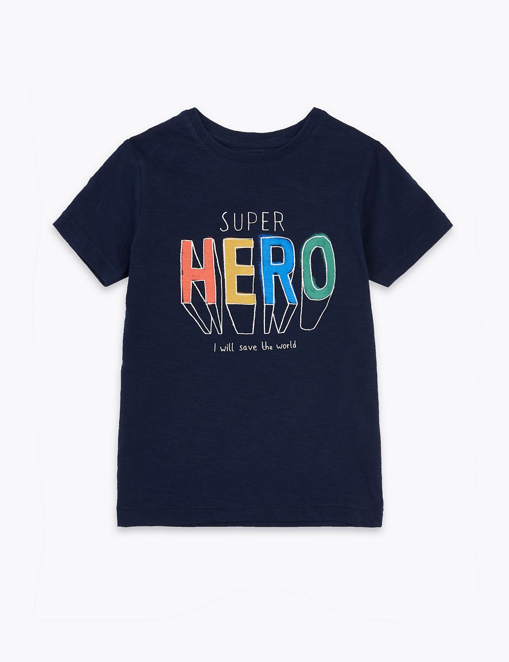 Cotton Super Hero Slogan T-Shirt (2-7 Yrs) 1 of 4