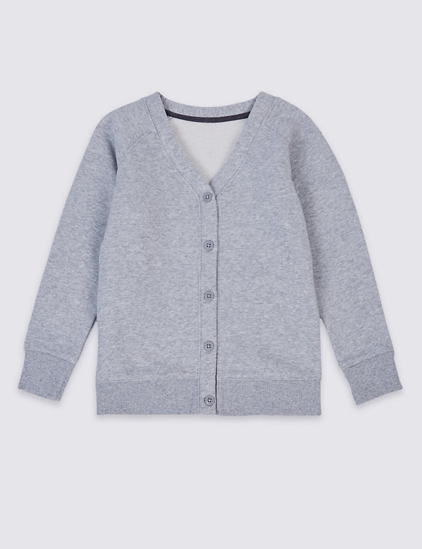 Cotton Sweat School Cardigan with StayNEW™ (2-16 Yrs) Image 1 of 1