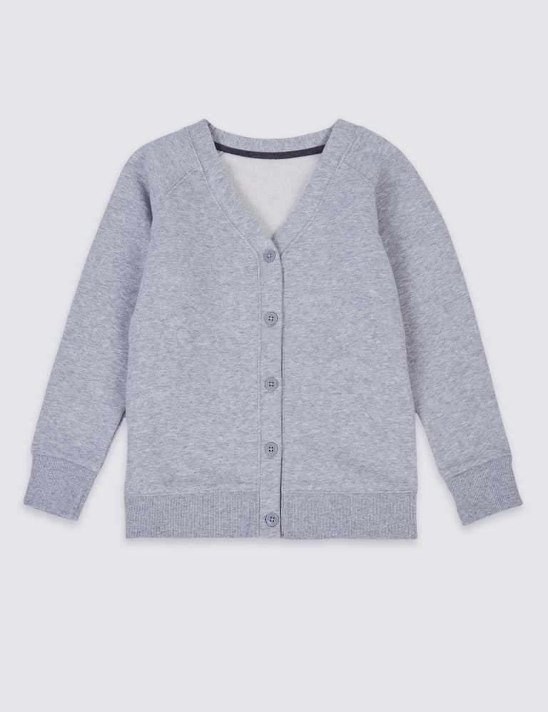 Cotton Sweat School Cardigan with StayNEW™ (2-16 Yrs) 1 of 1