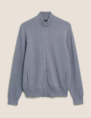 Cotton Textured Funnel Neck Jacket Image 2 of 5