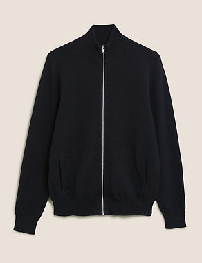 Cotton Textured Funnel Neck Jacket Image 2 of 5
