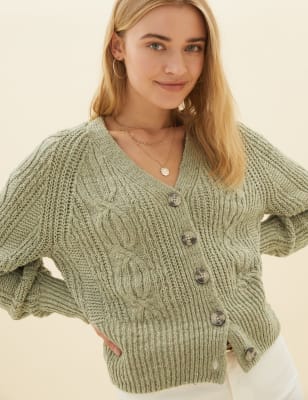 Cropped cotton outlet cardigan