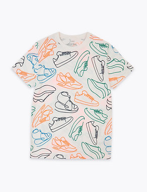 Cotton Trainer Print T-Shirt (6-16 Yrs) Image 2 of 4