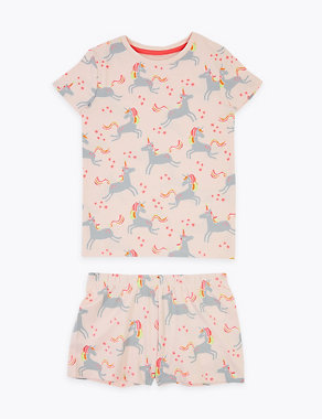 Cotton Unicorn Short Pyjama Set (1-7 Yrs) Image 2 of 4