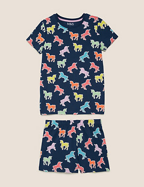 Cotton Unicorn Short Pyjama Set (7-16 Yrs) Image 2 of 4
