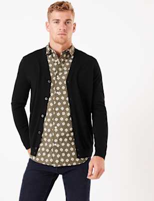 cotton v neck cardigan