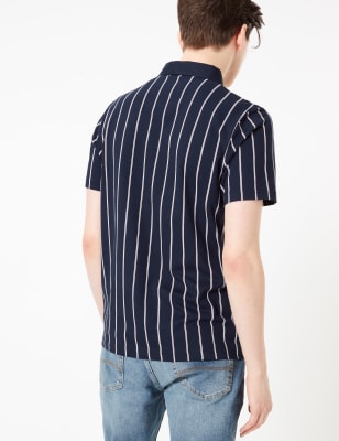 Mens striped clearance polo t shirt